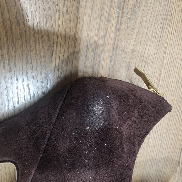 Vince Camuto Mac Peep Toe Suede Heeled Ankle Boot Brown Women's sz 10 - Picture 2 of 7